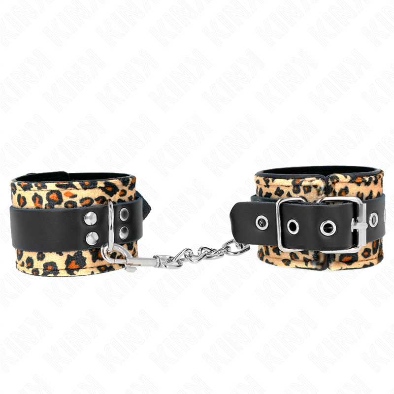 KINK - LEOPARD REAL LEATHER WRIST RESTRAINT ADJUSTABLE 18-29 CM X 5.5 CM - Amore24