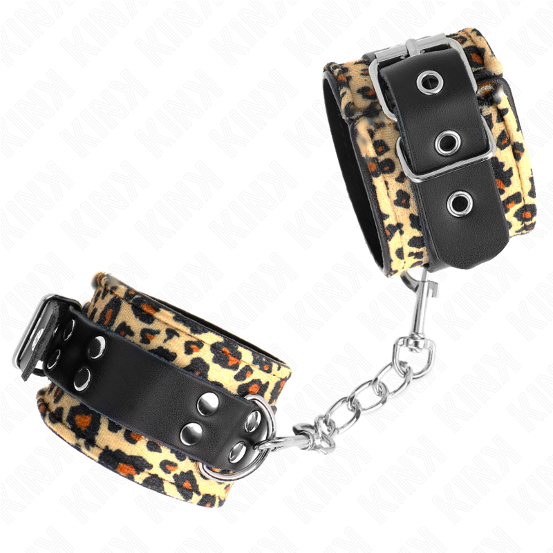 KINK - LEOPARD REAL LEATHER WRIST RESTRAINT ADJUSTABLE 18-29 CM X 5.5 CM - Amore24