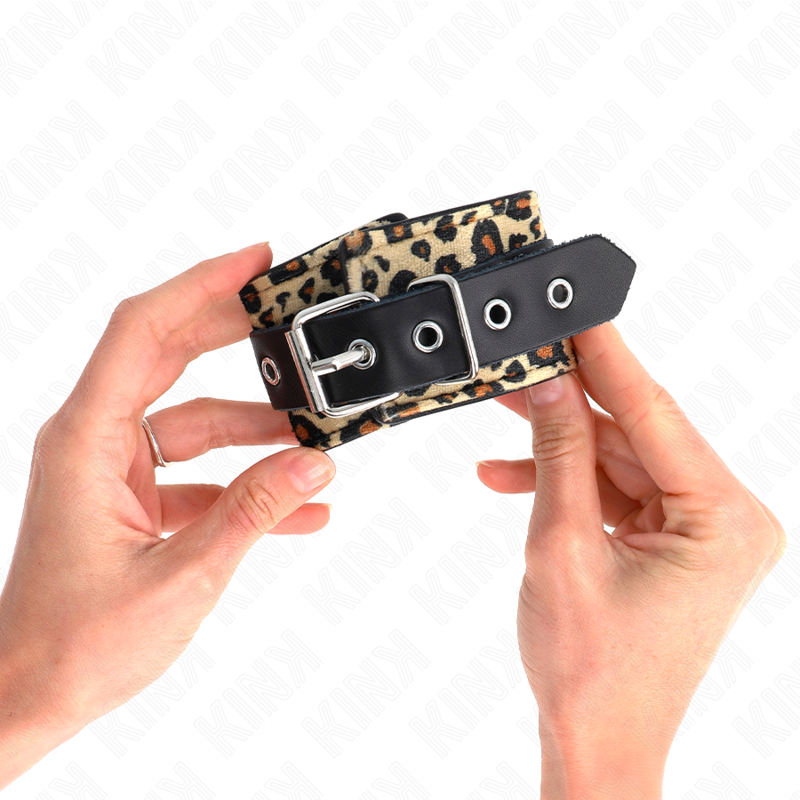 KINK - LEOPARD REAL LEATHER WRIST RESTRAINT ADJUSTABLE 18-29 CM X 5.5 CM - Amore24