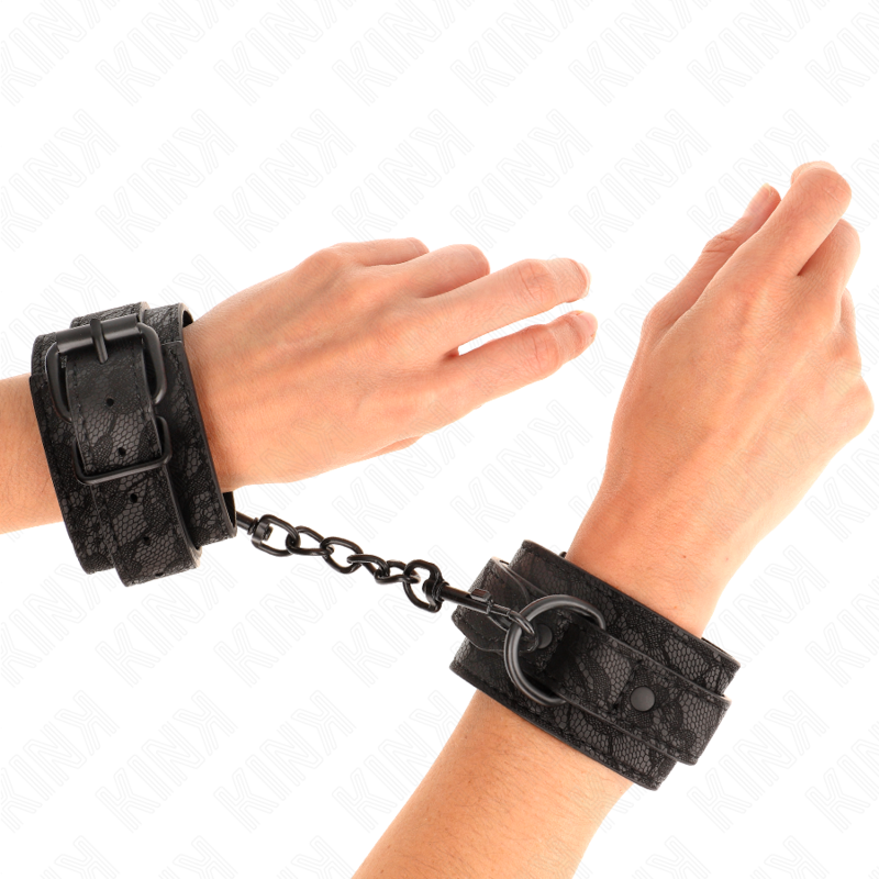 KINK - DARK LACE COVERED WRIST CUFFS ADJUSTABLE BLACK 19-26 CM - Amore24