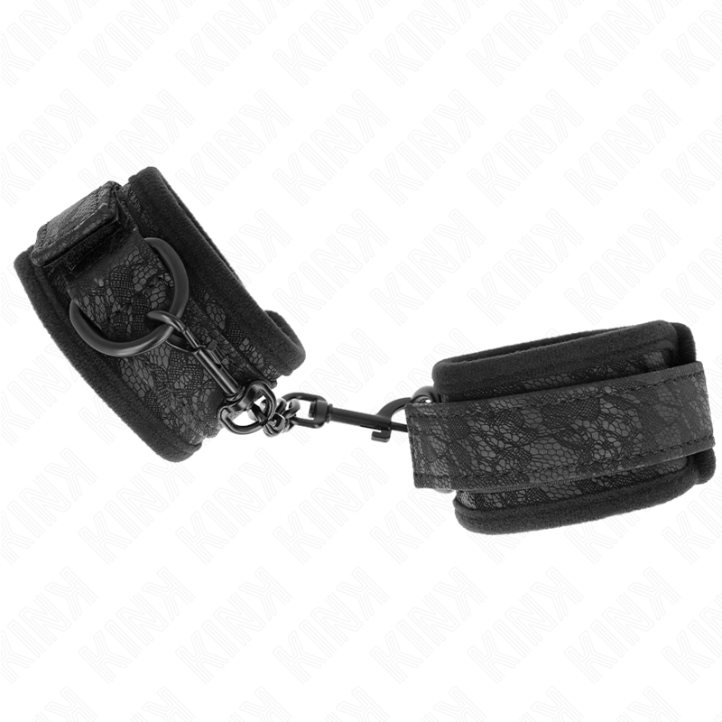 KINK - DARK LACE COVERED WRIST CUFFS NEOPRENE ADJUSTABLE BLACK 20-29 CM X 5 CM - Amore24