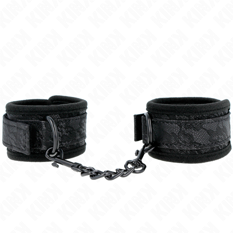 KINK - DARK LACE COVERED WRIST CUFFS NEOPRENE ADJUSTABLE BLACK 20-29 CM X 5 CM - Amore24