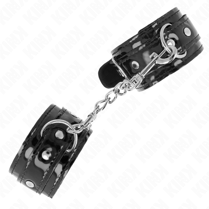 KINK - SHINY NEOPRENE WRIST CUFFS ADJUSTABLE 17-24 CM X 4.5 CM - Amore24