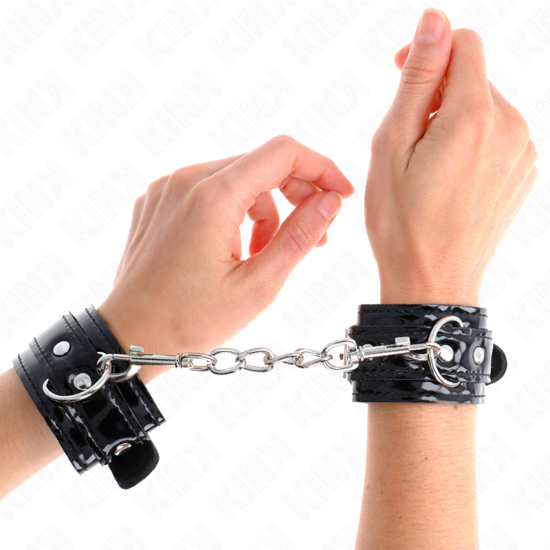 KINK - SHINY NEOPRENE WRIST CUFFS ADJUSTABLE 17-24 CM X 4.5 CM - Amore24