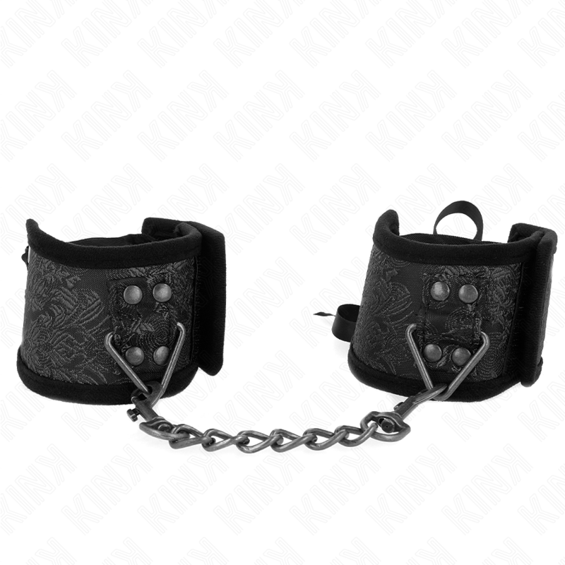 KINK - SCANDAL WRIST RESTRAINTS BLACK LACE DETAILS 24.5 CM X 6.5 CM - Amore24