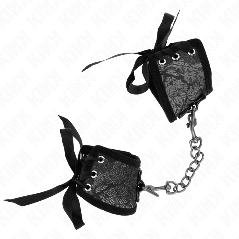 KINK - SCANDAL WRIST RESTRAINTS BLACK LACE DETAILS 24.5 CM X 6.5 CM - Amore24
