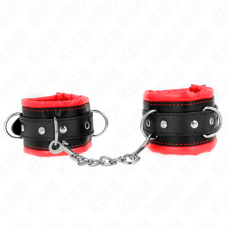 KINK - HEAVY WRIST RESTRAINTS WITH RED FUR LINED ADJUSTABLE 20-30 CM X 6 CM - Amore24