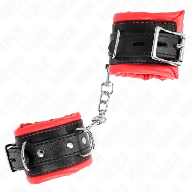 KINK - HEAVY WRIST RESTRAINTS WITH RED FUR LINED ADJUSTABLE 20-30 CM X 6 CM - Amore24