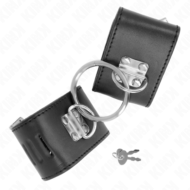 KINK - FIXED WRIST RESTRAINTS WITH RING AND PADLOCK CLOSURE BLACK ADJUSTABLE 16-23 CM X 5.5 CM - Amore24