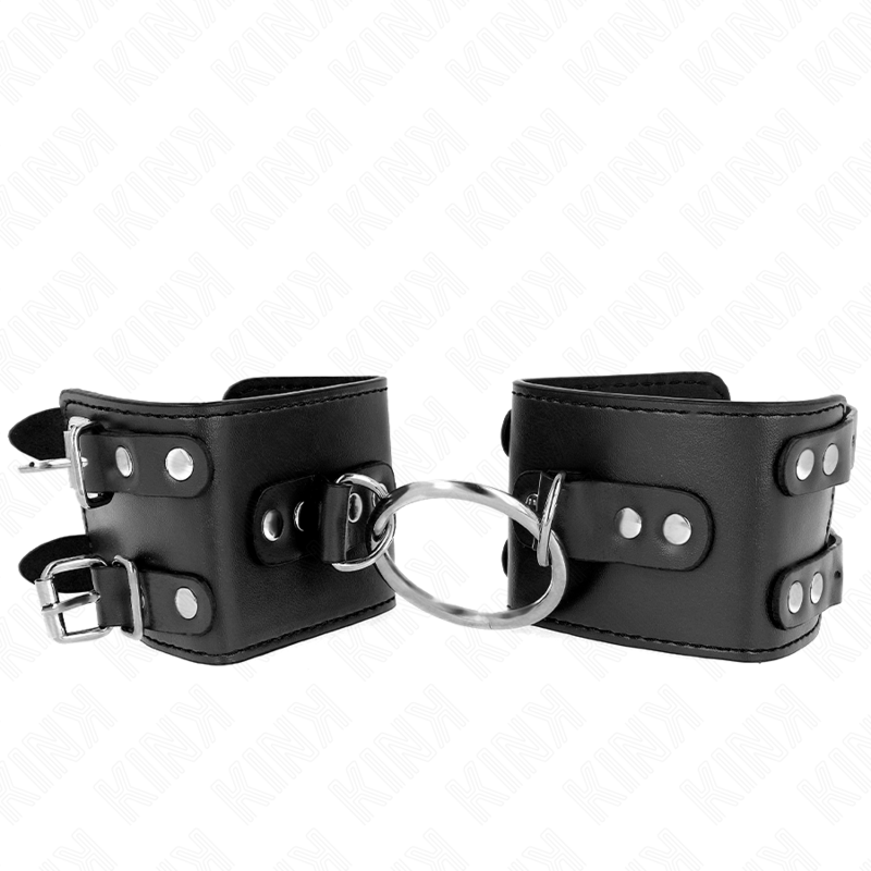 KINK - FIXED WRIST RESTRAINTS WITH RING AND STUDS ADJUSTABLE BLACK 17-22 CM X 6.5 CM - Amore24