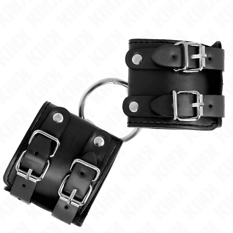 KINK - FIXED WRIST RESTRAINTS WITH RING AND STUDS ADJUSTABLE BLACK 17-22 CM X 6.5 CM - Amore24