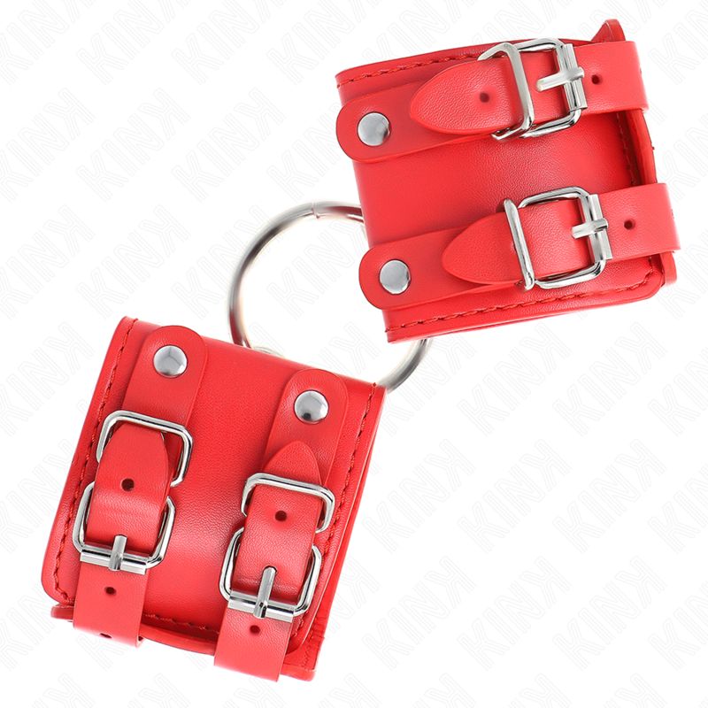 KINK - FIXED WRIST RESTRAINTS WITH RING AND STUDS ADJUSTABLE RED 17-22 CM X 6.5 CM - Amore24