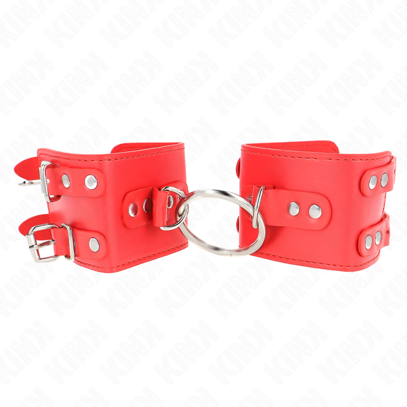 KINK - FIXED WRIST RESTRAINTS WITH RING AND STUDS ADJUSTABLE RED 17-22 CM X 6.5 CM - Amore24