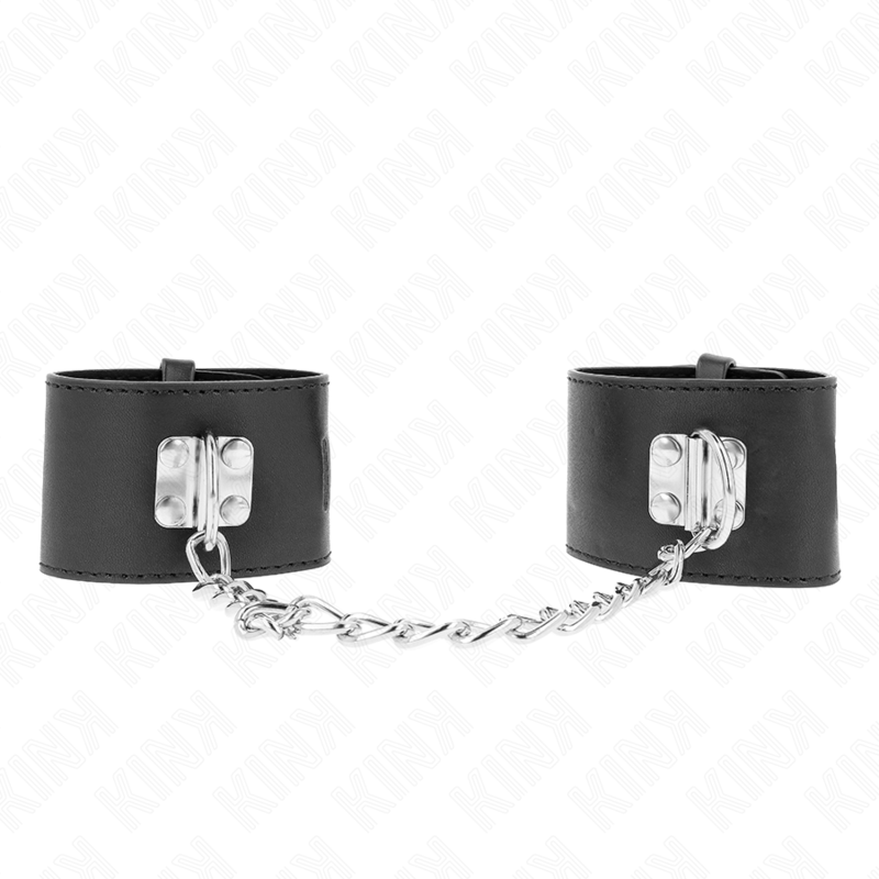 KINK - FIXED WRIST RESTRAINTS WITH CHAIN 30 CM AND PADLOCK CLOSURE BLACK ADJUSTABLE 16-23 CM X 5.5 CM - Amore24