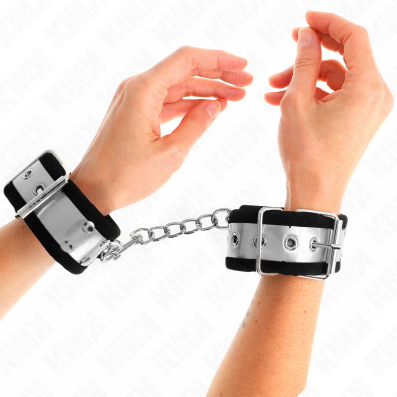 KINK - THIN WRIST RESTRAINTS BLACK / SILVER 30 X 4 CM - Amore24