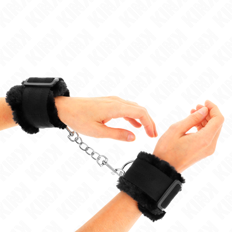 KINK - FURRY LINED WRIST RESTRAINTS BLACK ADJUSTABLE 17-31 CM X 7 CM - Amore24