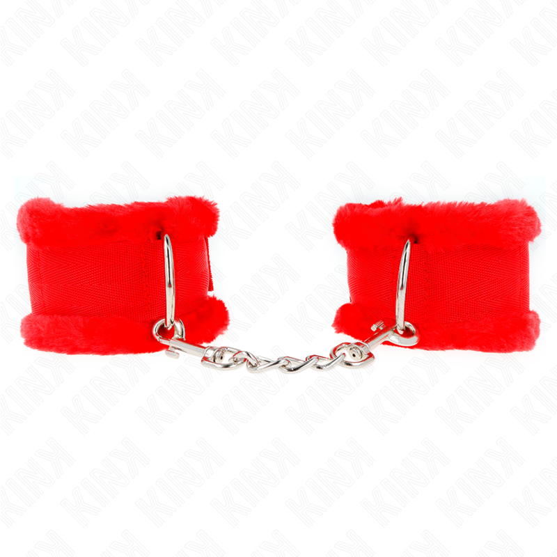 KINK - FURRY LINED WRIST RESTRAINTS RED ADJUSTABLE 17-31 CM X 7 CM - Amore24