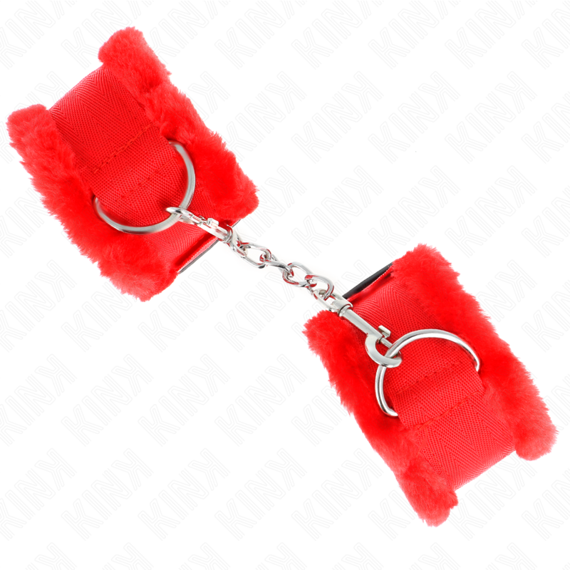 KINK - FURRY LINED WRIST RESTRAINTS RED ADJUSTABLE 17-31 CM X 7 CM - Amore24