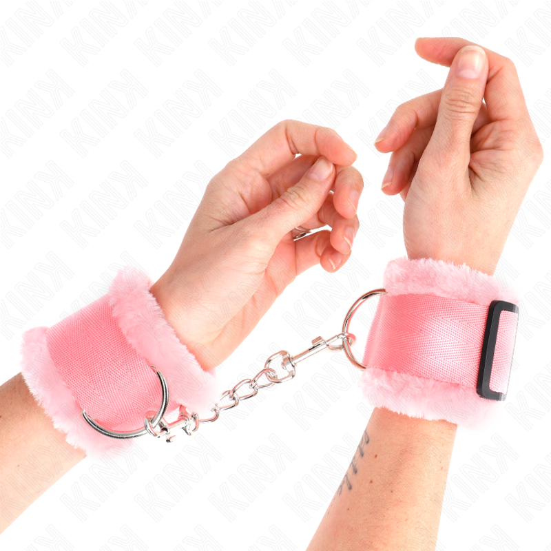KINK - FURRY LINED WRIST RESTRAINTS PINK ADJUSTABLE 17-31 CM X 7 CM - Amore24