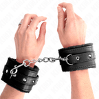 KINK - PREMIUM FUR LINED WRIST RESTRAINTS BLACK WITH BLACK BELT ADJUSTABLE 17 - 29 CM X 6 CM - Amore24