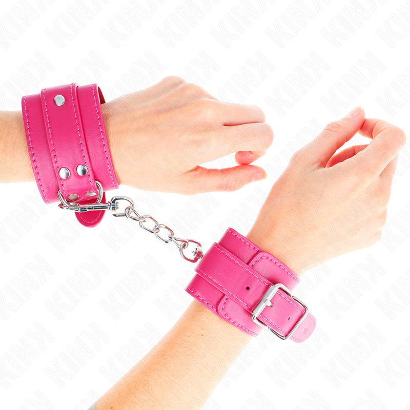 KINK - WRIST RESTRAINTS RASPBERRY ROSE WITH RASPBERRY ROSE LINING ADJUSTABLE 20-28 CM X 5.5 CM - Amore24
