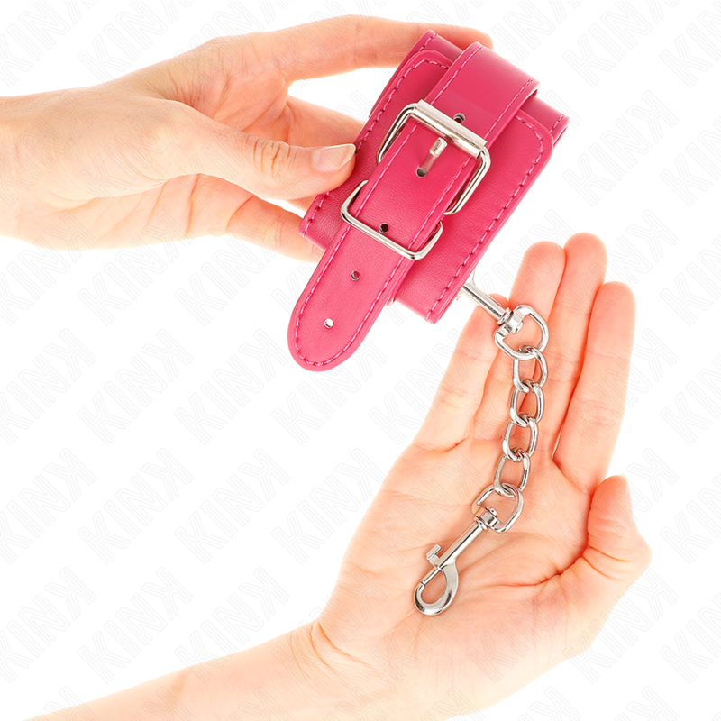KINK - WRIST RESTRAINTS RASPBERRY ROSE WITH RASPBERRY ROSE LINING ADJUSTABLE 20-28 CM X 5.5 CM - Amore24