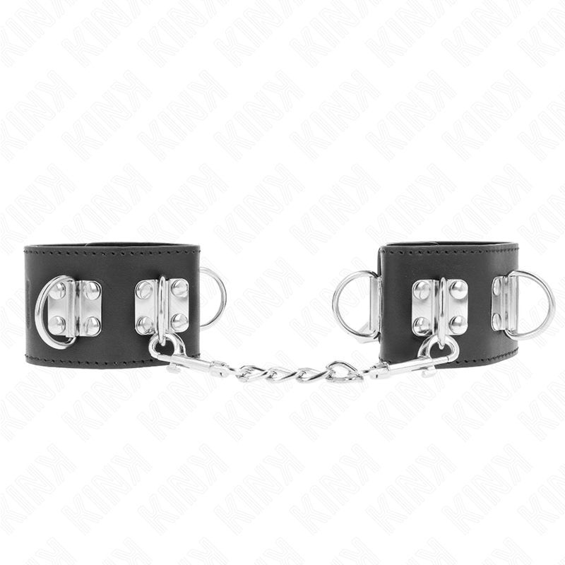 KINK - MULTIPOSITION WRIST RESTRAINTS WITH PADLOCK CLOSURE BLACK ADJUSTABLE 16-23 CM X 5.5 CM - Amore24