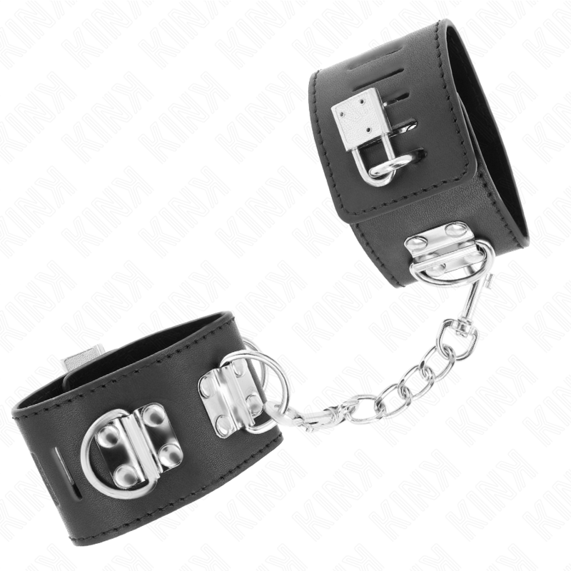 KINK - MULTIPOSITION WRIST RESTRAINTS WITH PADLOCK CLOSURE BLACK ADJUSTABLE 16-23 CM X 5.5 CM - Amore24