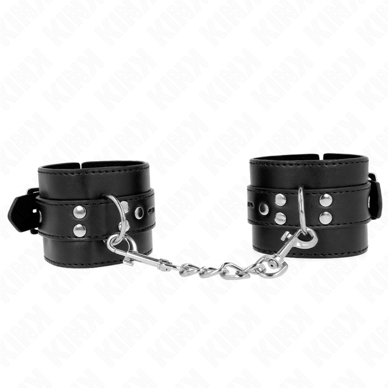 KINK - WRIST RESTRAINTS BLACK WITH BLACK BELT ADJUSTABLE 17-28 CM X 6 CM - Amore24
