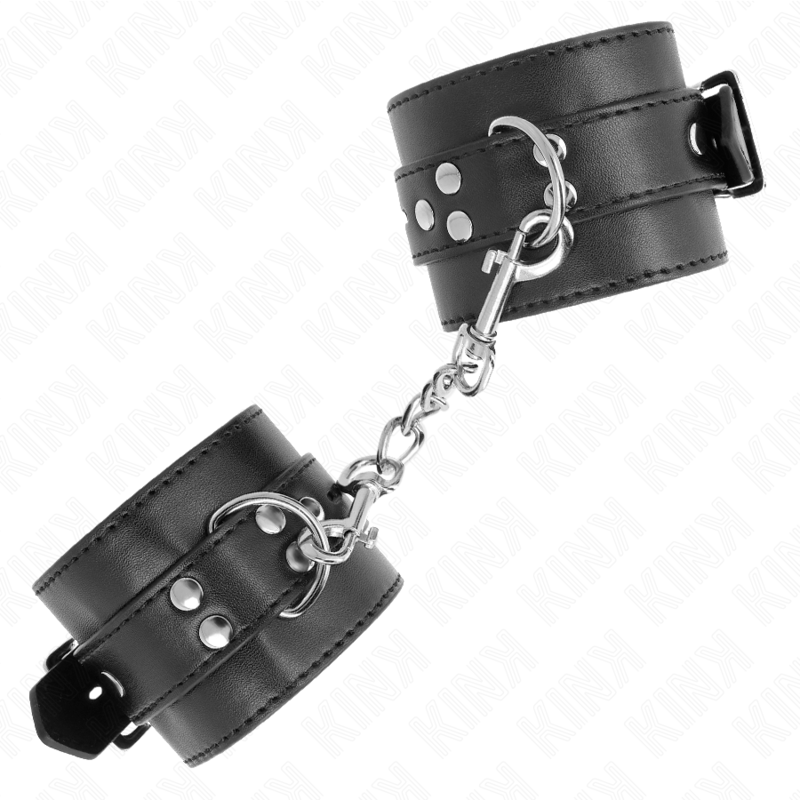 KINK - WRIST RESTRAINTS BLACK WITH BLACK BELT ADJUSTABLE 17-28 CM X 6 CM - Amore24