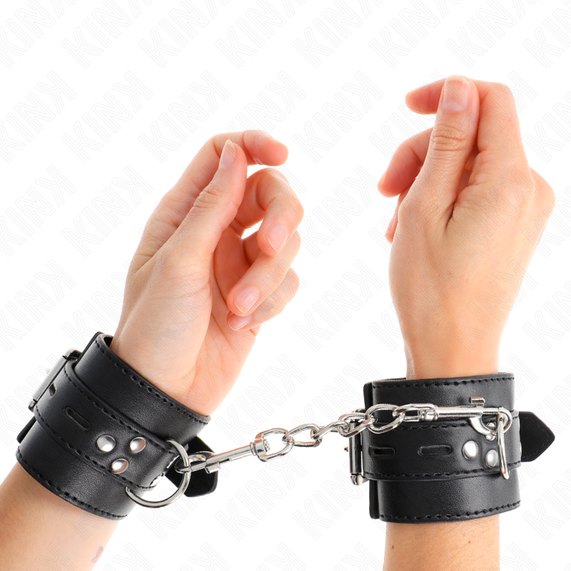 KINK - WRIST RESTRAINTS BLACK WITH BLACK BELT ADJUSTABLE 17-28 CM X 6 CM - Amore24