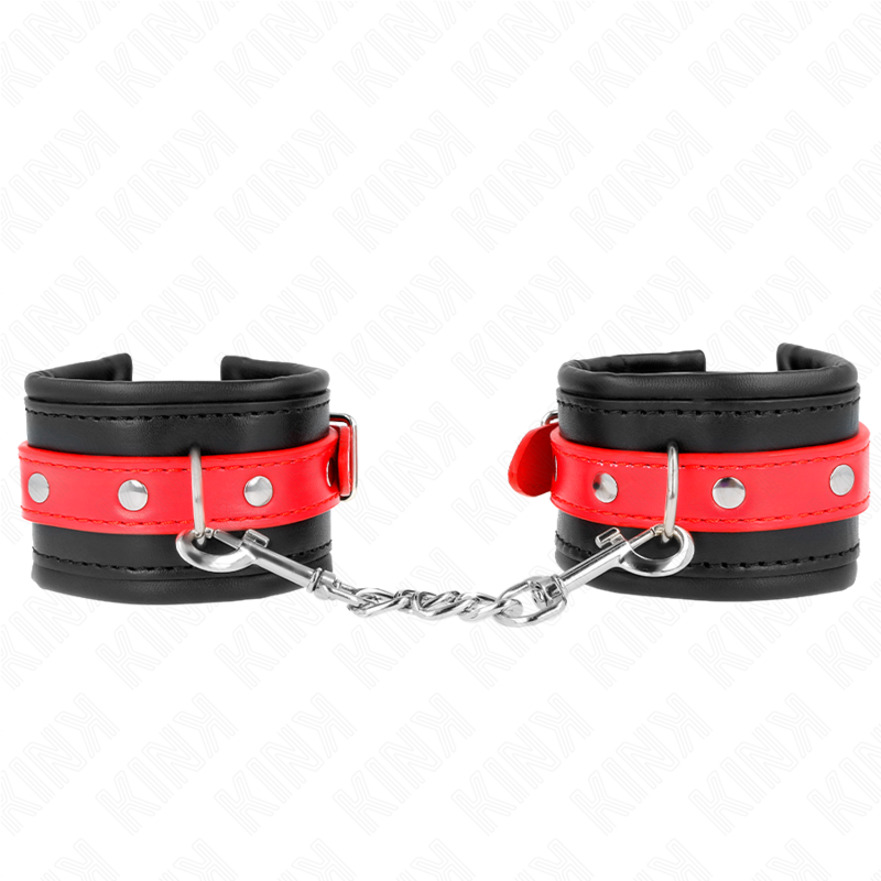 KINK - WRIST RESTRAINTS BLACK WITH RED BELT ADJUSTABLE 17-28 CM X 6 CM - Amore24