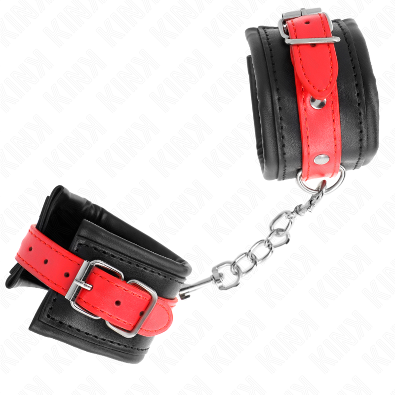 KINK - WRIST RESTRAINTS BLACK WITH RED BELT ADJUSTABLE 17-28 CM X 6 CM - Amore24