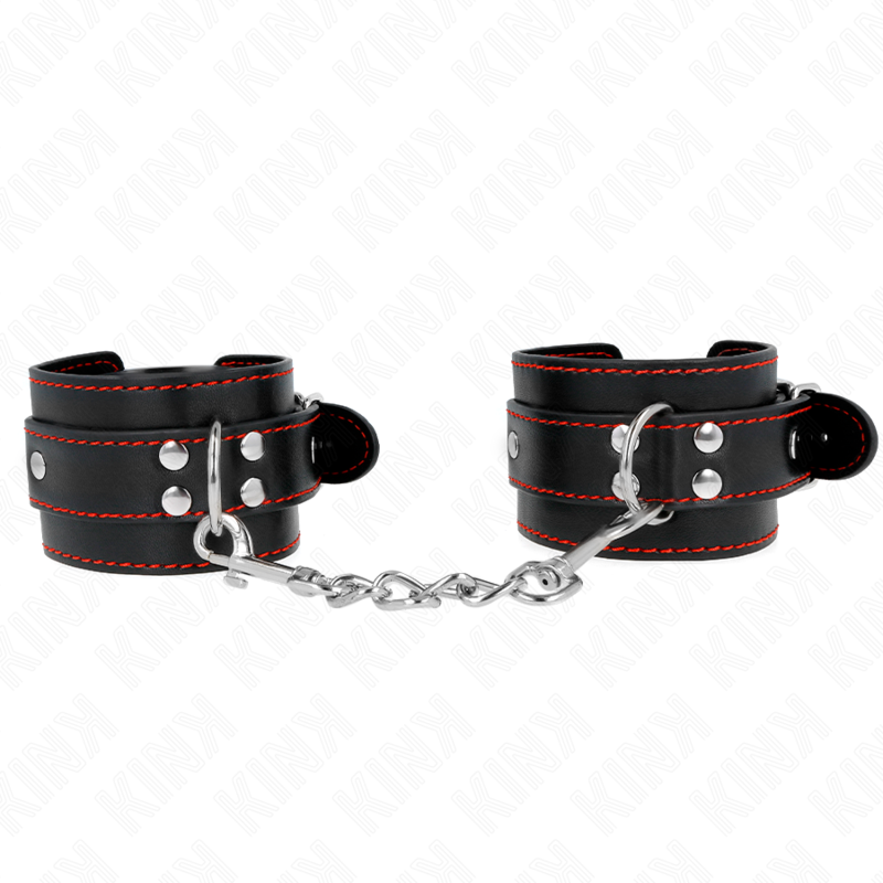 KINK - WRIST RESTRAINTS BLACK WITH RED LINING ADJUSTABLE 20-28 CM X 5.5 CM - Amore24