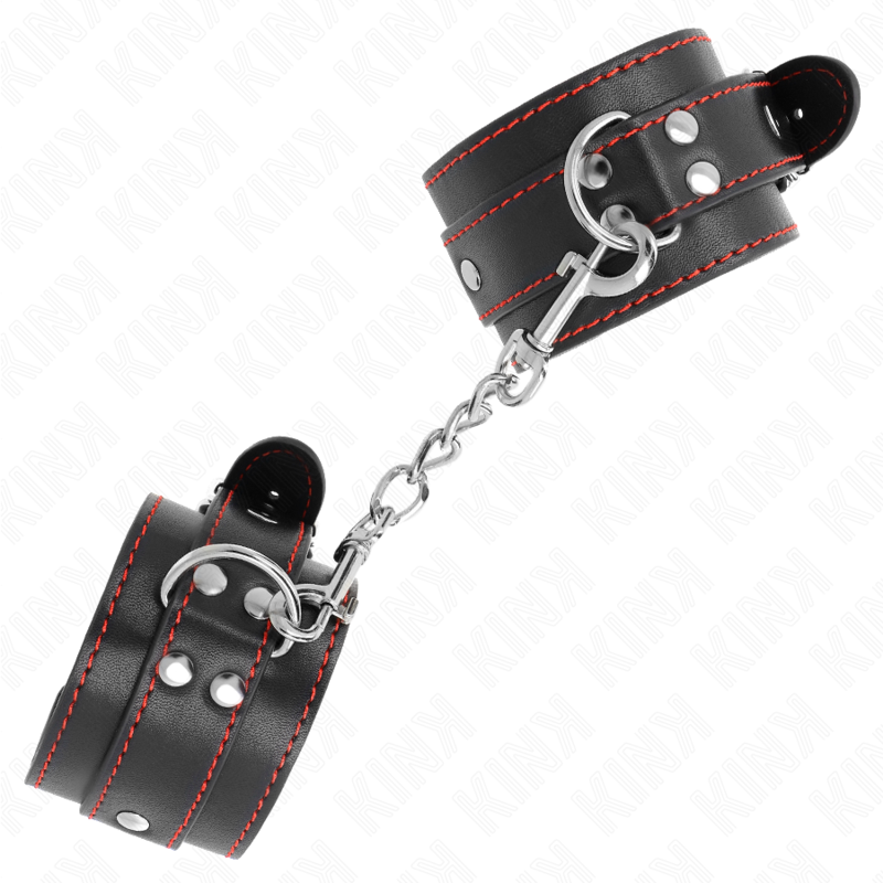 KINK - WRIST RESTRAINTS BLACK WITH RED LINING ADJUSTABLE 20-28 CM X 5.5 CM - Amore24