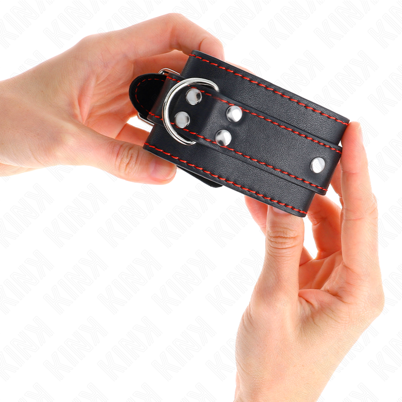 KINK - WRIST RESTRAINTS BLACK WITH RED LINING ADJUSTABLE 20-28 CM X 5.5 CM - Amore24