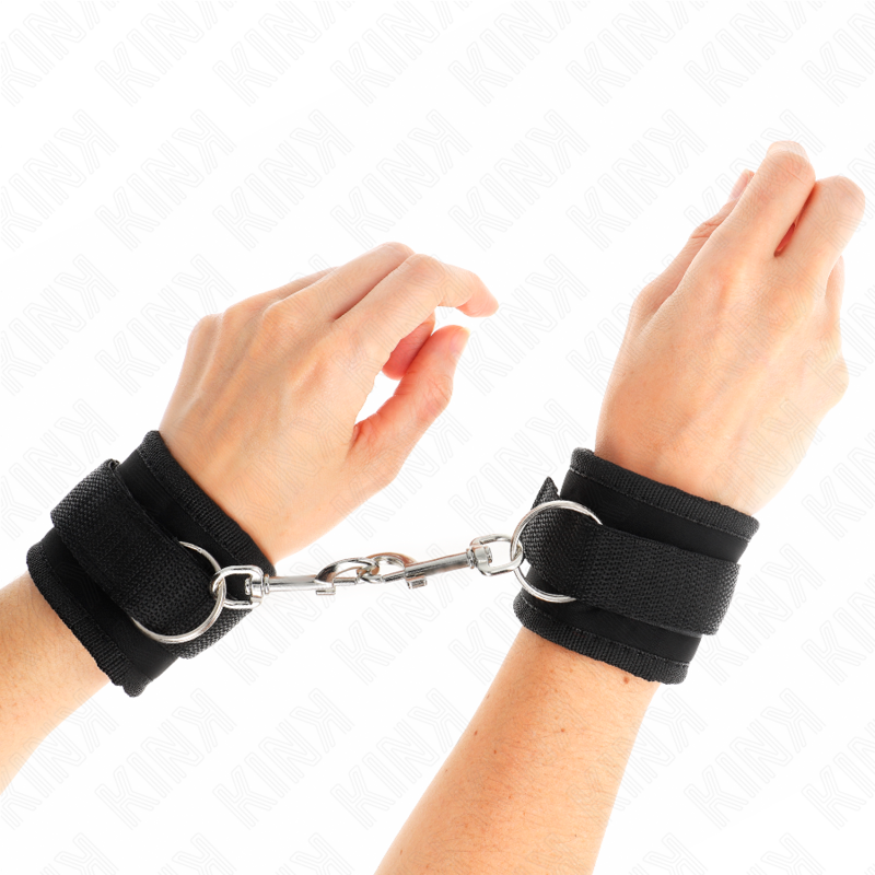 KINK - NYLON BIND HOOK&LOOP WRIST RESTRAINTS BLACK MODEL 2 ADJUSTABLE 18-35 CM X 6 CM - Amore24