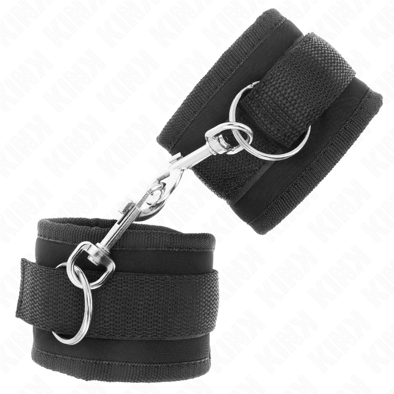 KINK - NYLON BIND HOOK&LOOP WRIST RESTRAINTS BLACK MODEL 2 ADJUSTABLE 18-35 CM X 6 CM - Amore24