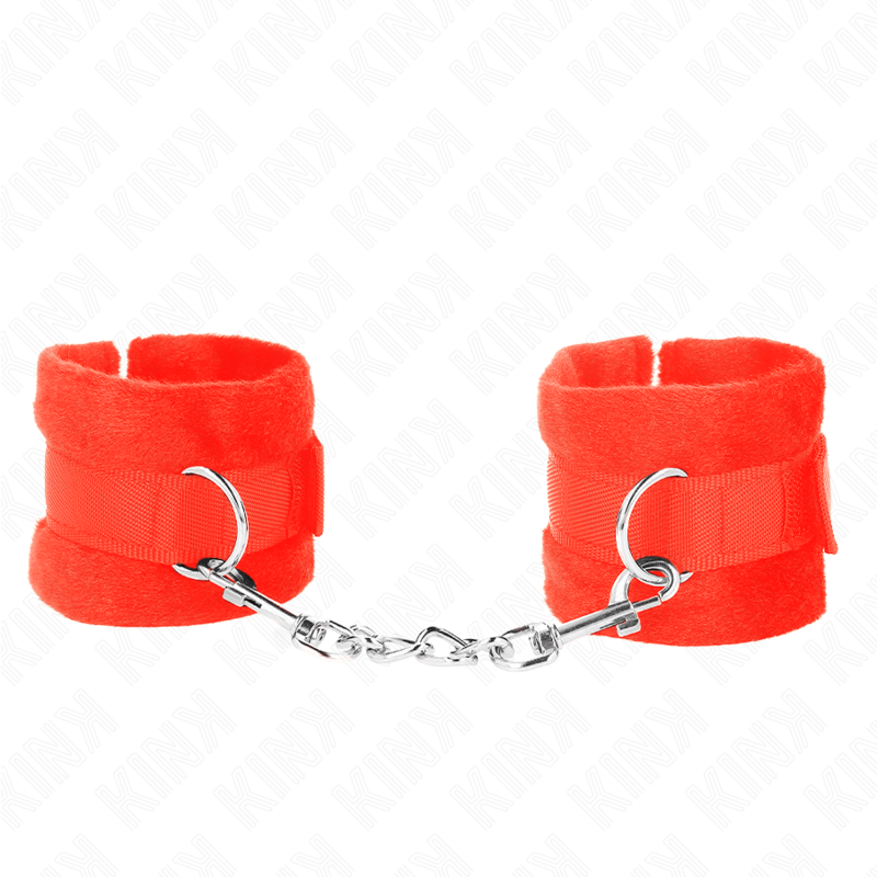 KINK - BEGINNER FUR HAND CUFFS RED 30 X 7 CM - Amore24