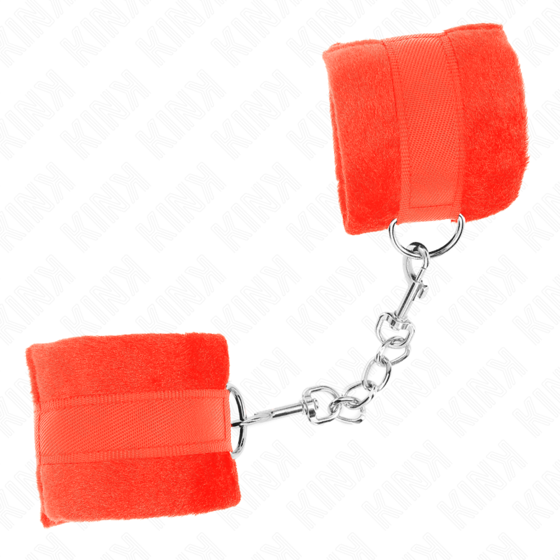 KINK - BEGINNER FUR HAND CUFFS RED 30 X 7 CM - Amore24