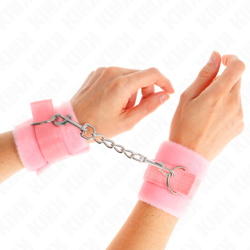 KINK - BEGINNER FUR HAND CUFFS PINK 30 X 7 CM - Amore24