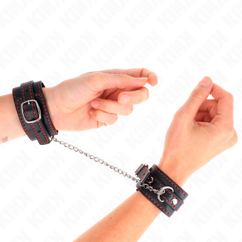 KINK - SMALL WRIST RESTRAINTS BLACK WITH RED LINING ADJUSTABLE 14-24 CM X 3.5 CM - Amore24