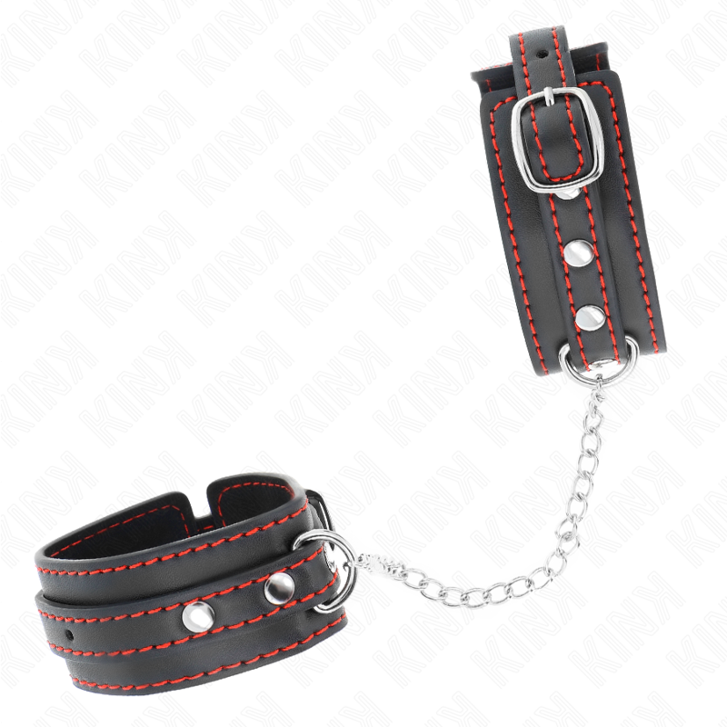 KINK - SMALL WRIST RESTRAINTS BLACK WITH RED LINING ADJUSTABLE 14-24 CM X 3.5 CM - Amore24