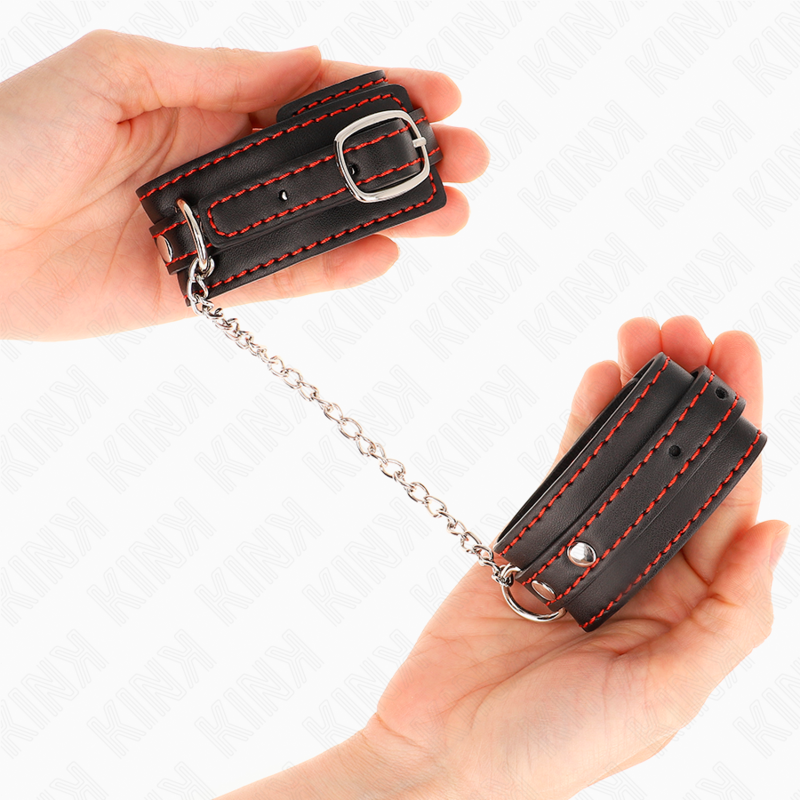 KINK - SMALL WRIST RESTRAINTS BLACK WITH RED LINING ADJUSTABLE 14-24 CM X 3.5 CM - Amore24