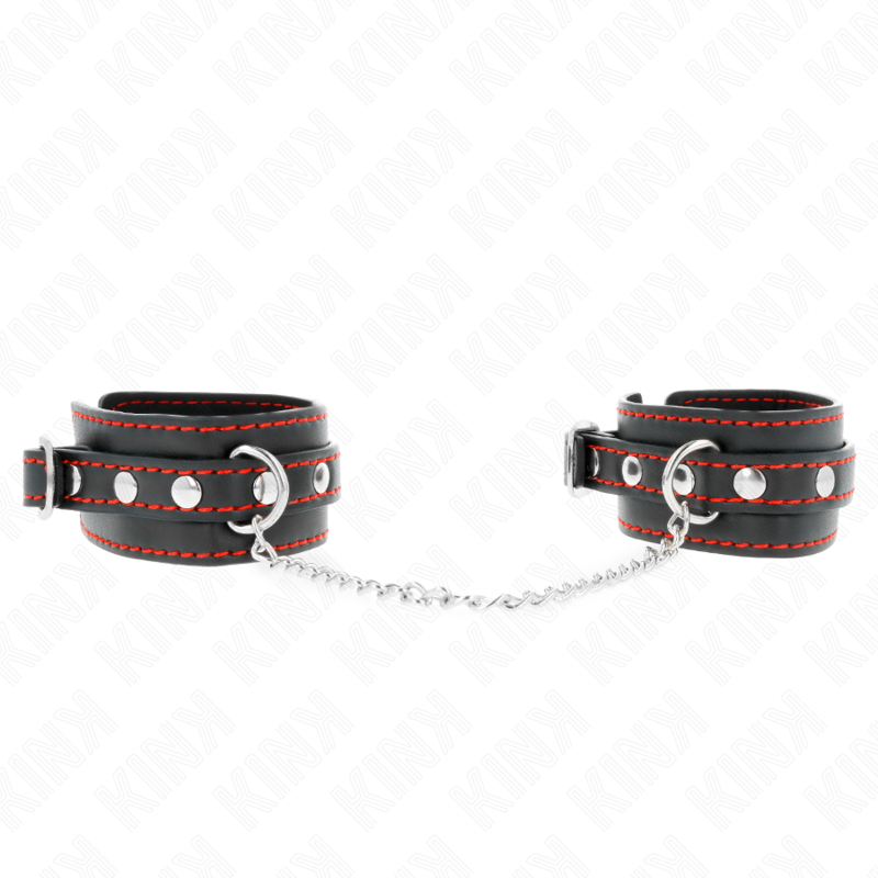 KINK - SMALL WRIST RESTRAINTS BLACK WITH RED LINING ADJUSTABLE 14-24 CM X 3.5 CM - Amore24