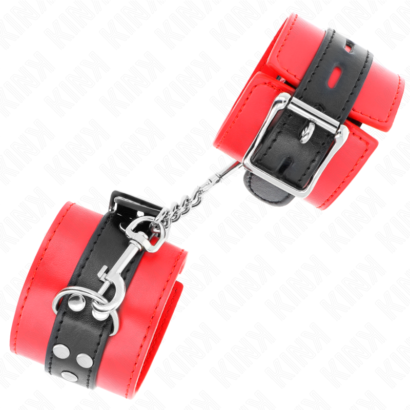 KINK - WRIST RESTRAINTS RED WITH BLACK BELT ADJUSTABLE 17-28 CM X 6 CM - Amore24