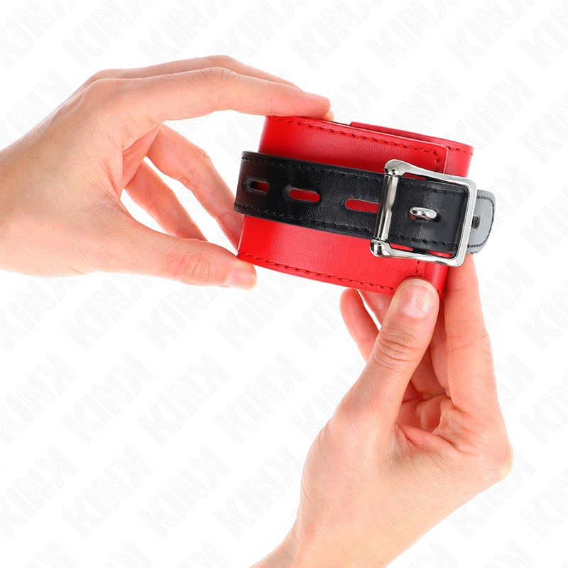KINK - WRIST RESTRAINTS RED WITH BLACK BELT ADJUSTABLE 17-28 CM X 6 CM - Amore24