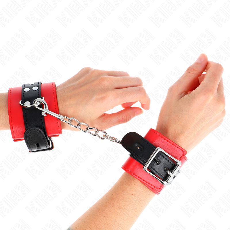 KINK - WRIST RESTRAINTS RED WITH BLACK BELT ADJUSTABLE 17-28 CM X 6 CM - Amore24