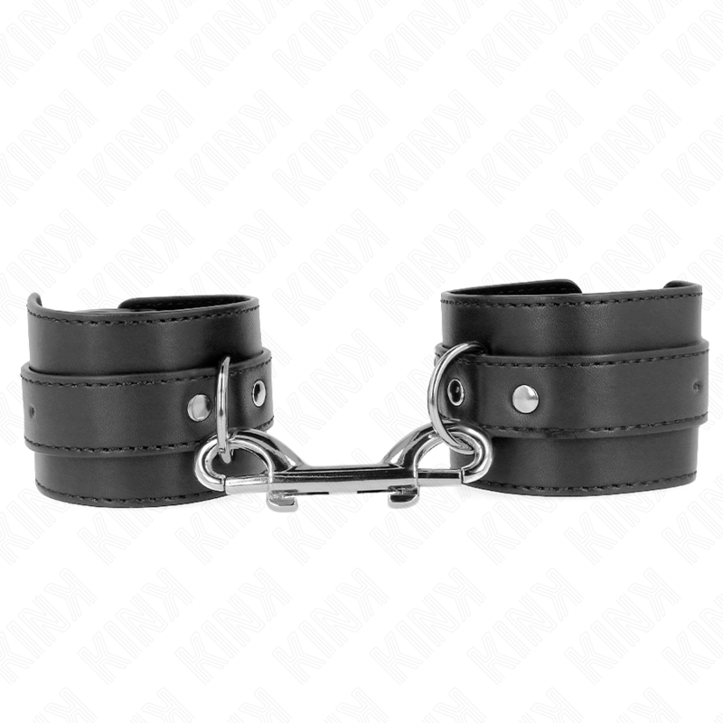 KINK - WRIST RESTRAINTS-SINGLE RIVET ROW AND BIG BUCKLE BLACK ADJUSTABLE 17-28 CM X 5 CM - Amore24