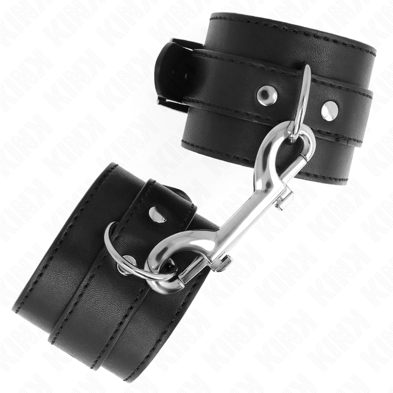 KINK - WRIST RESTRAINTS-SINGLE RIVET ROW AND BIG BUCKLE BLACK ADJUSTABLE 17-28 CM X 5 CM - Amore24